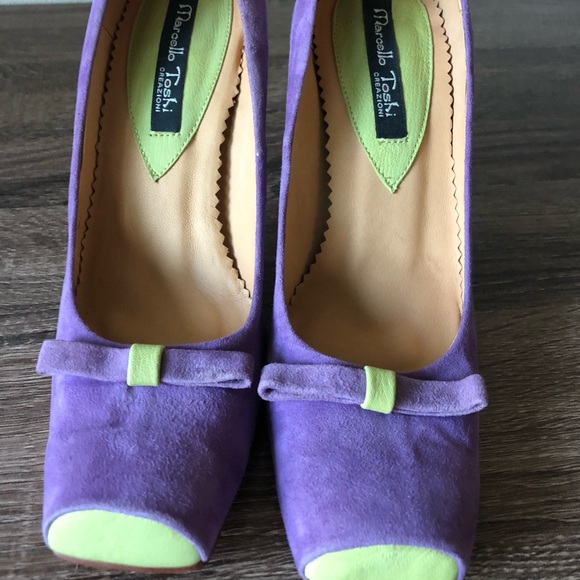 MARCELLO TOSHI WOMEN’S PURPLE SUEDE HEELS SIZE 8 - Picture 2 of 4
